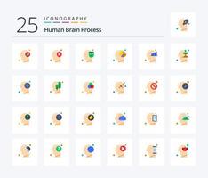 cerveau humain processus 25 pack d'icônes de couleur plate comprenant des statistiques. humain. affronter. graphique. humain vecteur