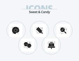 pack d'icônes de glyphes sucrés et sucrés 5 conception d'icônes. sucre. bonbons. bonbons. doux. nourriture vecteur