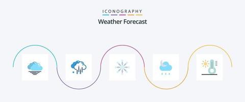 pack d'icônes météo plat 5 comprenant. température. flocon de neige. soleil. temps vecteur