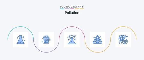 pack d'icônes bleu pollution 5, y compris les déchets. nucléaire. pollution. déchets. gaz vecteur