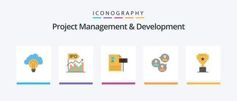 gestion de projet et développement pack d'icônes plat 5, y compris les entreprises. juge. moderne. gravier. ancien. conception d'icônes créatives vecteur