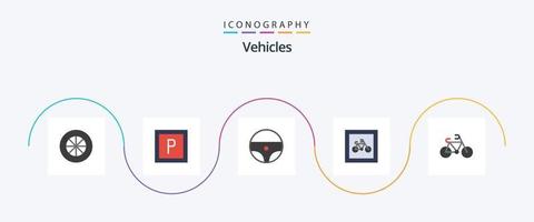 pack d'icônes flat 5 de véhicules comprenant. parking. transport. vélo vecteur