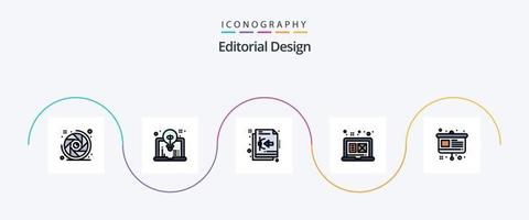 ligne de conception éditoriale remplie de 5 icônes plates, y compris le graphique. conception graphique. Bézier. graphique. conception vecteur