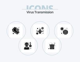 pack d'icônes de glyphe de transmission de virus 5 conception d'icônes. incident. avertissement. cercueil. voyage. avion vecteur