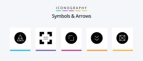 symboles et flèches glyphe 5 pack d'icônes comprenant les croyances. télécharger. flèches. bas. flèches. conception d'icônes créatives vecteur