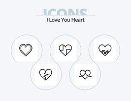 pack d'icônes de ligne de coeur 5 conception d'icônes. cœur. refusé. préféré. aimer vecteur
