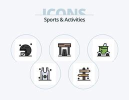 pack d'icônes remplies de lignes de sports et d'activités 5 conception d'icônes. placard. athlète. des sports. activités. jeu vecteur