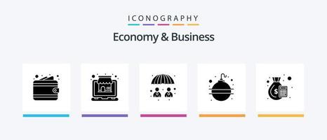 pack d'icônes glyphe 5 économie et affaires, y compris le dollar. avertissement. entreprise. bombe. date limite. conception d'icônes créatives vecteur