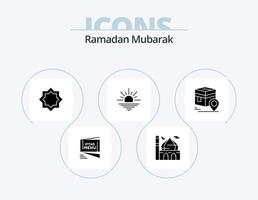 pack d'icônes ramadan glyphe 5 conception d'icônes. matin. soleil. lune. Islam. musulman vecteur