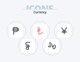 pack d'icônes plates de devise 5 conception d'icônes. . pièces de monnaie. monnaie. yen. lire vecteur