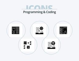 programmation et codage glyphe pack d'icônes 5 conception d'icônes. développer. code. codage. page. développer vecteur