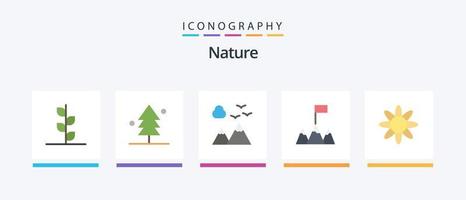 pack d'icônes nature plat 5 comprenant. drapeau. nature. conception d'icônes créatives vecteur