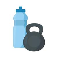 gym équipement haltère avec bouteille d'eau vecteur