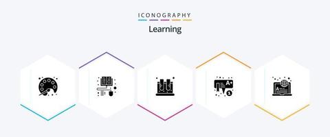 apprendre le pack d'icônes de 25 glyphes, y compris Internet. préscolaire. pot. apprentissage. éducation vecteur