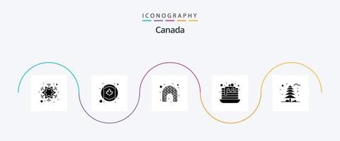 pack d'icônes glyphe canada 5 comprenant un arbre. forêt. dé. dessert vecteur
