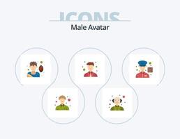 pack d'icônes plates avatar masculin 5 conception d'icônes. . livraison. joueur de football. courrier. placer vecteur
