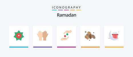 pack d'icônes ramadan flat 5, y compris saint. Ramadan. religion. shahada. mains. conception d'icônes créatives vecteur