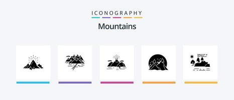 pack d'icônes de glyphe de montagnes 5 comprenant le paysage. détruire. paysage. montagne. colline. conception d'icônes créatives vecteur