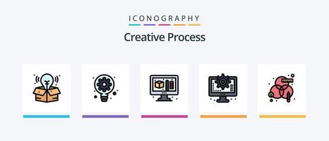 ligne de processus créatif remplie de 5 packs d'icônes, y compris la vue. processus. processus. créatif. caméra. conception d'icônes créatives vecteur