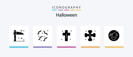 pack d'icônes halloween glyph 5 comprenant l'horreur. Halloween. mort. grave. chauves-souris. conception d'icônes créatives vecteur