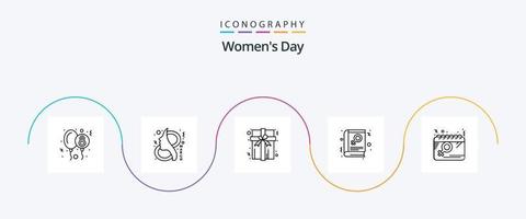pack d'icônes de la ligne 5 de la journée des femmes, y compris le jour. signe. femmes. lire. livre vecteur