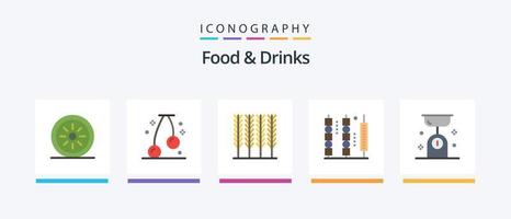 pack d'icônes plat 5 de nourriture et de boissons, y compris la cuisine. nourriture. blé. équilibre. viande. conception d'icônes créatives vecteur