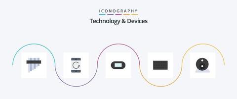 appareils pack d'icônes plat 5, y compris webcam. sécurité. console. taper. matériel vecteur