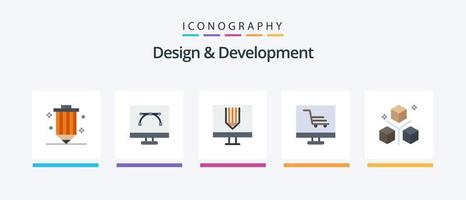 conception et développement d'un pack d'icônes plat 5, y compris le projet. développement. conception graphique. programmation. conception. conception d'icônes créatives vecteur