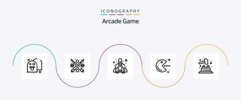 pack d'icônes arcade line 5 comprenant le jeu. jouer. fusée. jeu. Pac-Man vecteur