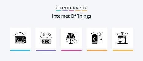 pack d'icônes glyphe 5 de l'internet des objets comprenant un mélangeur. l'Internet. maison. connexion. charge. conception d'icônes créatives vecteur