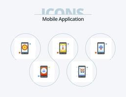 pack d'icônes plat d'application mobile 5 conception d'icônes. téléchargement de l'application. application. application vidéo. plus. détail vecteur