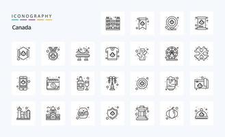 pack d'icônes de 25 lignes canada vecteur