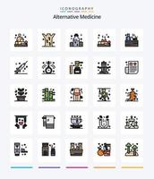 pack d'icônes remplies de 25 lignes de médecine alternative créative telles que le sauna. bien-être. soins de santé. thérapie. ventouses vecteur