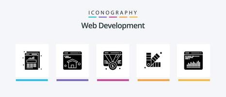 pack d'icônes de glyphe de développement web 5, y compris l'analyse. ébrécher. préféré. art. conception. conception d'icônes créatives vecteur