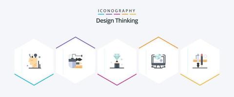 design thinking 25 pack d'icônes plates comprenant le design. crayon. valeur. bijou vecteur