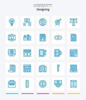 conception créative pack de 25 icônes bleues telles que l'image. outil. l'Internet. graphique. but vecteur