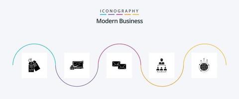 pack d'icônes de glyphe d'entreprise moderne 5, y compris humain. organisation. connexion. lettre. entreprise vecteur