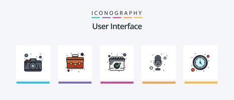 ligne d'interface utilisateur remplie de 5 packs d'icônes, y compris le support. casque. éclair. achats. en ligne. conception d'icônes créatives vecteur