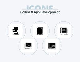 codage et développement d'applications glyphe pack d'icônes 5 conception d'icônes. application. logiciel. os. mobile. codage vecteur