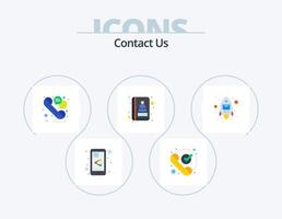 contactez-nous pack d'icônes plat 5 conception d'icônes. fusée. e-mail. discuter. communication. adresse vecteur