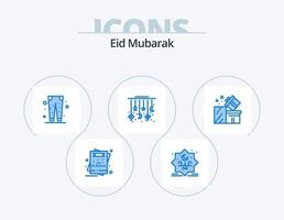 eid mubarak bleu pack d'icônes 5 conception d'icônes. croissant. lune. timbre. aïd. aïd vecteur