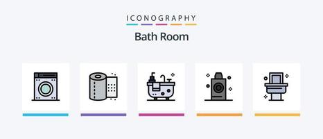 ligne de salle de bain remplie de 5 packs d'icônes comprenant. chambre. bain. bain. eau. conception d'icônes créatives vecteur