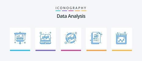 pack d'icônes bleues d'analyse de données 5 comprenant des données. la toile. graphique. graphique. numérique. conception d'icônes créatives vecteur