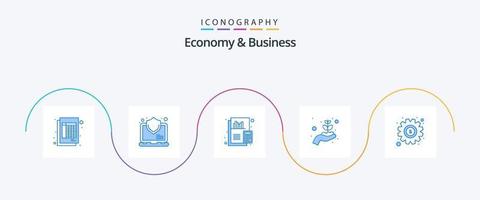 pack d'icônes bleu économie et affaires 5, y compris le dollar. comptabilité. usine d'argent. croissance vecteur