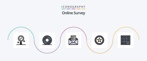 ligne d'enquête en ligne remplie de pack d'icônes plat 5 comprenant. rang. discuter. bureau. réalisation vecteur