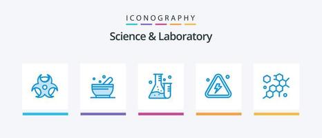 pack d'icônes science blue 5 comprenant la science. cellule. laboratoire. science. feu. conception d'icônes créatives vecteur