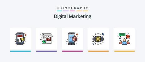 ligne de marketing numérique remplie de 5 icônes, y compris le type. broche. payer. options. géo. conception d'icônes créatives vecteur