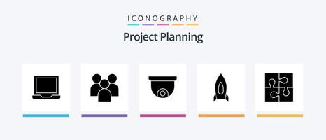 pack d'icônes de glyphe de planification de projet 5, y compris les voyages. accélérer. organisation. vaisseau spatial. planification. conception d'icônes créatives vecteur