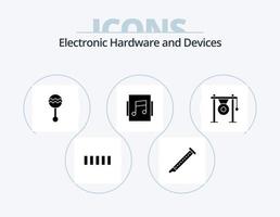 dispositifs glyphe icône pack 5 conception d'icônes. gong. vitrine. l'audio. musique. son vecteur