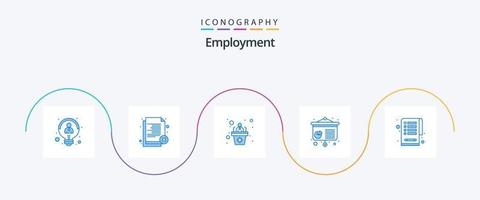 pack d'icônes bleues de l'emploi 5, y compris le presse-papiers. présentation. rejeter. conférence. discours vecteur